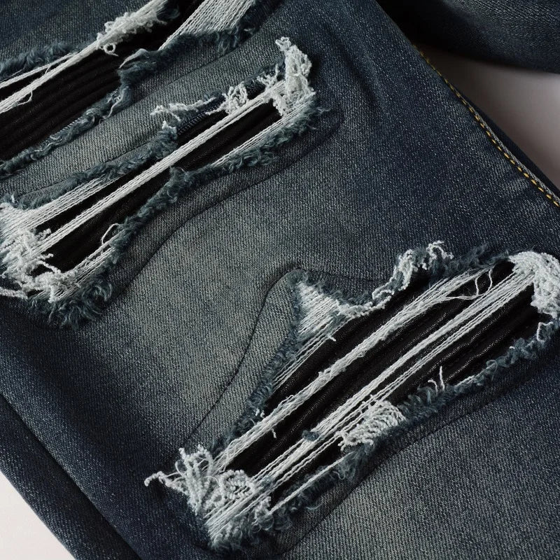 Nofacebaby Dark Blue Jeans Close View Details.