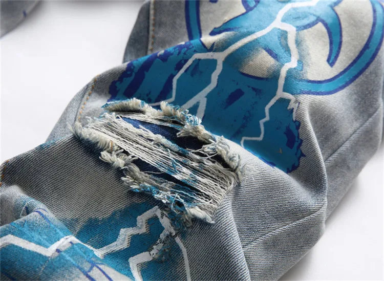 Electric design on Nofacebaby Energy Skinny Jeans.