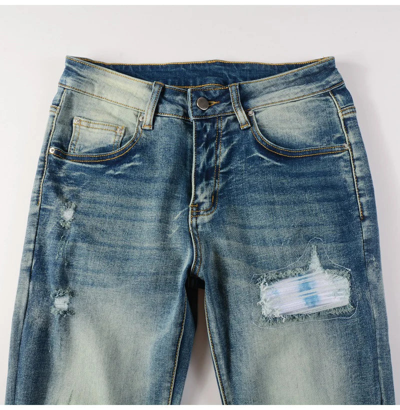 Close view of the front top of Nofacebaby M20 Jeans.