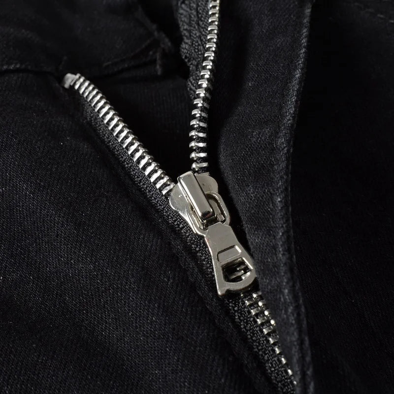 Zipper detail on black Nofacebaby M21 Jeans.