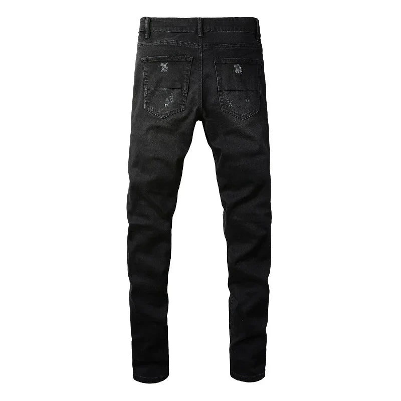 Rear view of Nofacebaby M21 Jeans with embellished pockets.