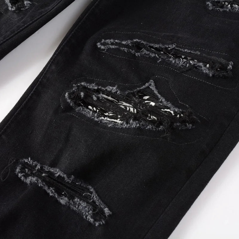 Close view of the bandana design of Nofacebaby M21 Jeans.
