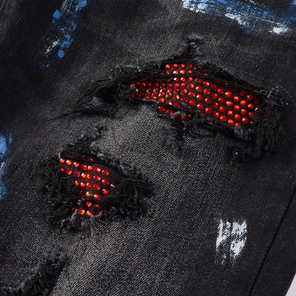 Nofacebaby Red Crystals Jeans